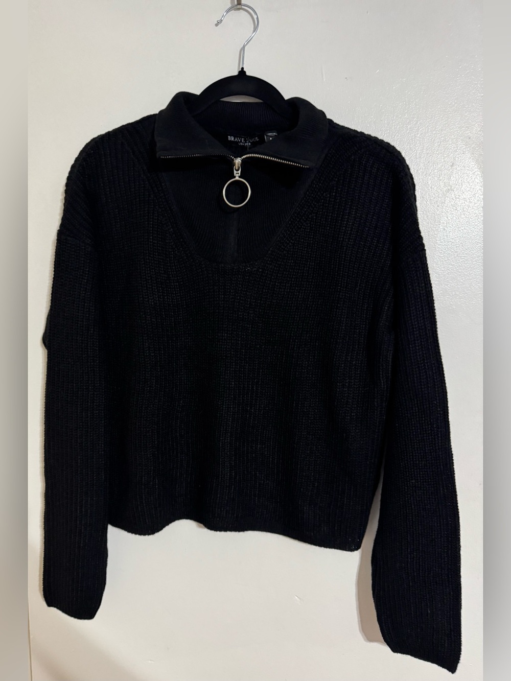 Brave Soul Black Crewneck Sweater Size M NWT